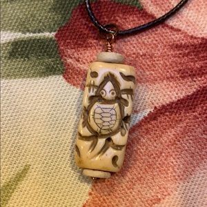 2/$15 Turtle Totem Tiki Carved Bone Necklace